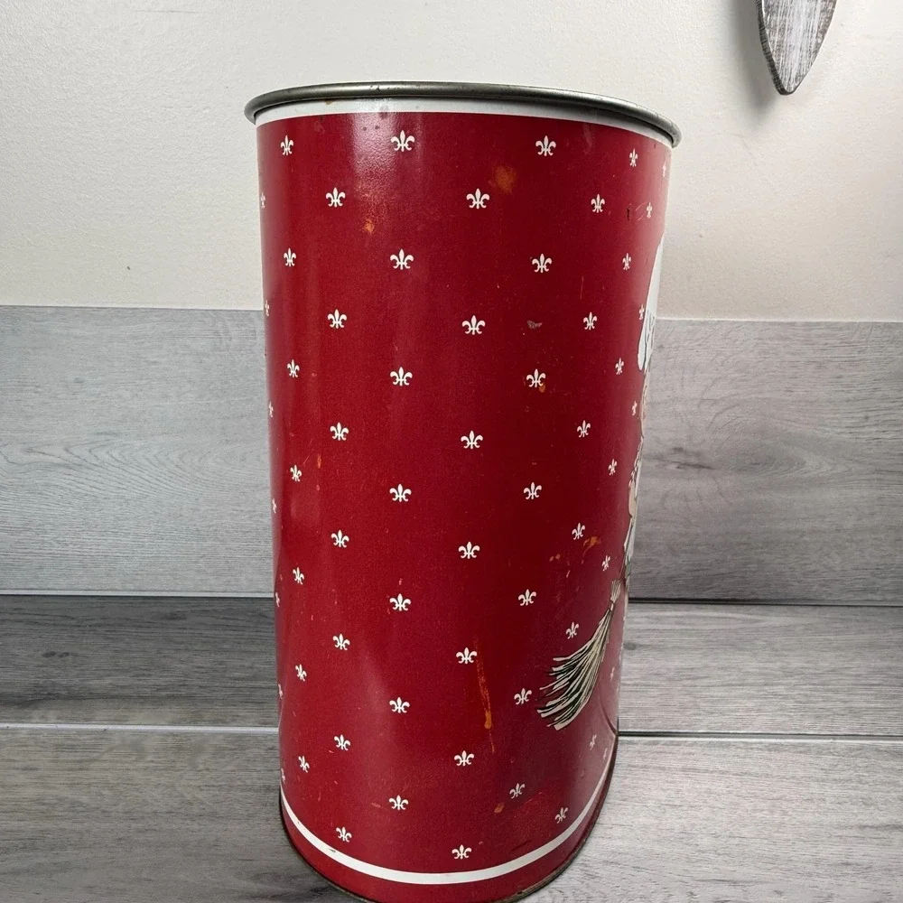 Vintage Campbell Soup Company Campbell Kids Wastebasket Red Metal USA Kitchen